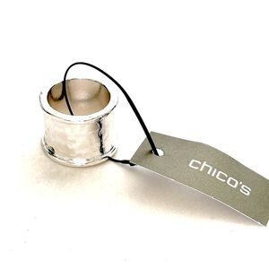 CHICO’s Hammered Polished Silver-Tone Statement Ring | NWT | Size 6